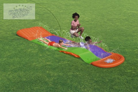 Ślizg wodny SplashCoaster dla 2 dzieci 3+ BESTWAY Tor 488cm + Spryskiwacze + Rampa