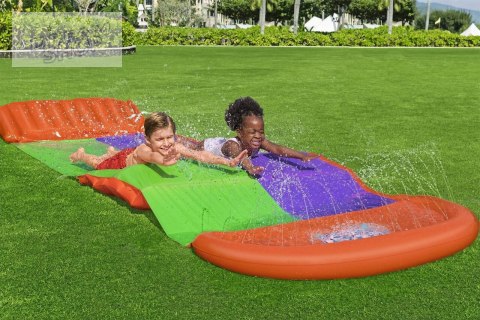 Ślizg wodny SplashCoaster dla 2 dzieci 3+ BESTWAY Tor 488cm + Spryskiwacze + Rampa