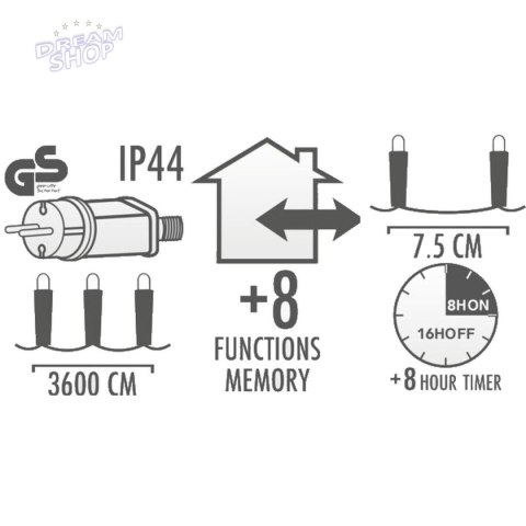 LAMPKI CHOINKOWE ŁAŃCUCH ŚWIETLNY 480 LED TIMER CIEPŁY BIAŁY