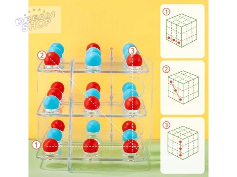 Gra logiczna TIC TAC TOE Układanka Łamigłówka, Kółko Krzyżyk 3D, 3 w Rzędzie