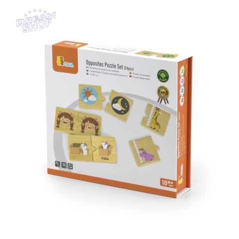 VIGA Drewniana Układanka Puzzle Przeciwieństwa