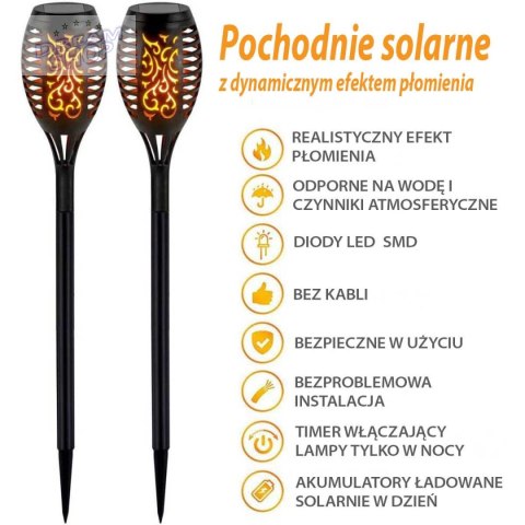 POCHODNIA LAMPA SOLARNA TAŃCZĄCE PŁOMYKI 12 LED SMD 7x7x50CM