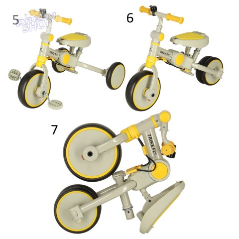 Rowerek trójkołowy TRIKE FIX V4 żółto-szary z daszkiem Rowerek trójkołowy TRIKE FIX V4 żółto-szary z daszkiem
