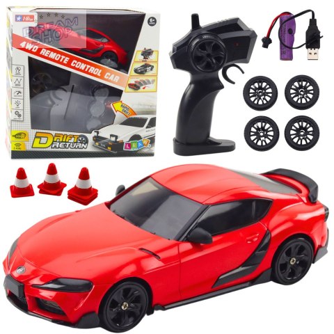 Auto Sportowe Do Driftu Wymienne Koła Zdalnie Sterowany RC 4WD Czerwone Auto Sportowe Do Driftu Wymienne Koła Zdalnie Sterowany RC 4WD Czerwone
