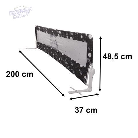 Barierka osłona ochronna do łóżka otwierana 200 cm czarna