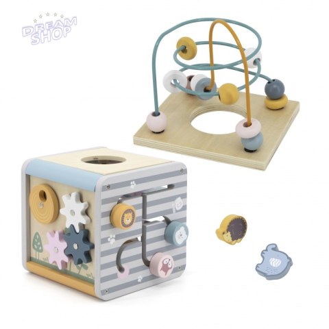 Viga PolarB Activity Box Drewniane Edukacyjne Centrum Gier 5w1 kostka