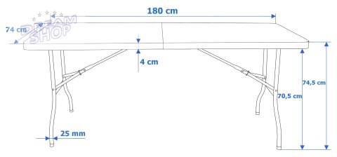 Stół bankietowy składany w walizkę Rattan 180x74x74,5 szary Stół bankietowy składany w walizkę Rattan 180x74x74,5 szary