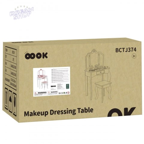 TOOKY TOY Drewniana Toaletka z Krzesełkiem Składane Lusterko Akcesoria 15 el. TOOKY TOY Drewniana Toaletka z Krzesełkiem Składane Lusterko Akcesoria 15 el.