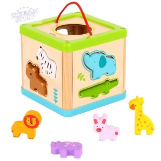 TOOKY TOY Drewniany Sorter Kostka Edukacyjna Zwierzątka