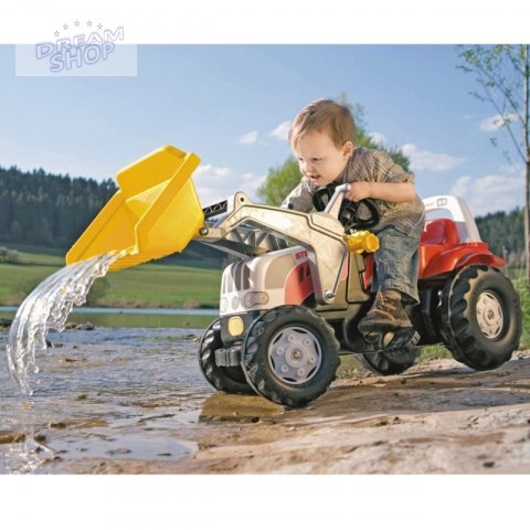 Rolly Toys rollyKid Traktor na pedały STEYR czerwony z łyżką i przyczepą