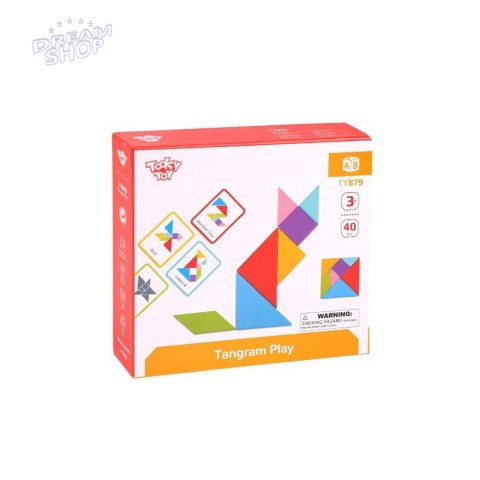 TOOKY TOY Drewniane Puzzle Tangram Układanka Magnetyczna TOOKY TOY Drewniane Puzzle Tangram Układanka Magnetyczna