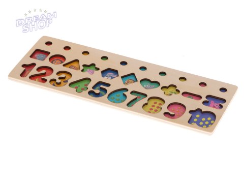 Liczydło drewniane sorter cyfry Montessori 3w1 13x36cm